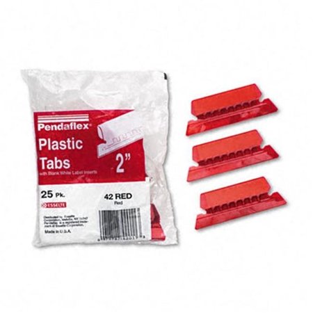 PENDAFLEX Pendaflex 42-RED Hanging File Folder Tabs- 1/5 Tab- 2 in- Red Tab/White Insert- 25/Pack 42-RED